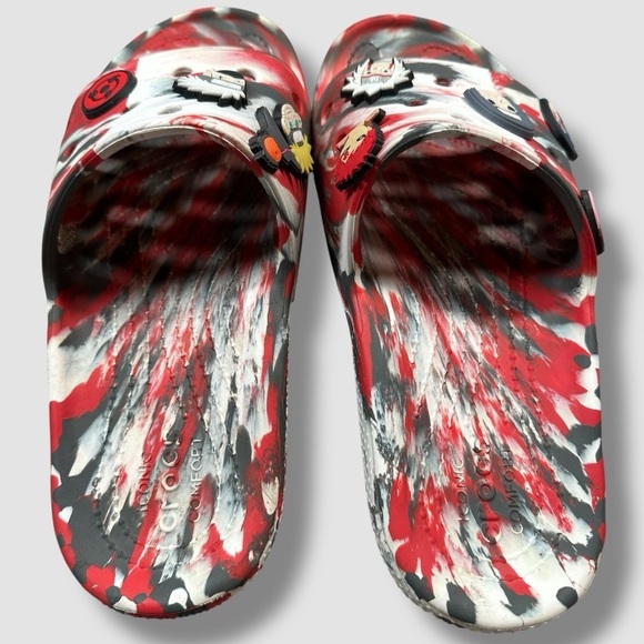 Crocs Classic Marbled Slides Naruto Charms Red Black White Unisex M7 W9 main image 11